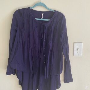 Free People navy high low Blouse